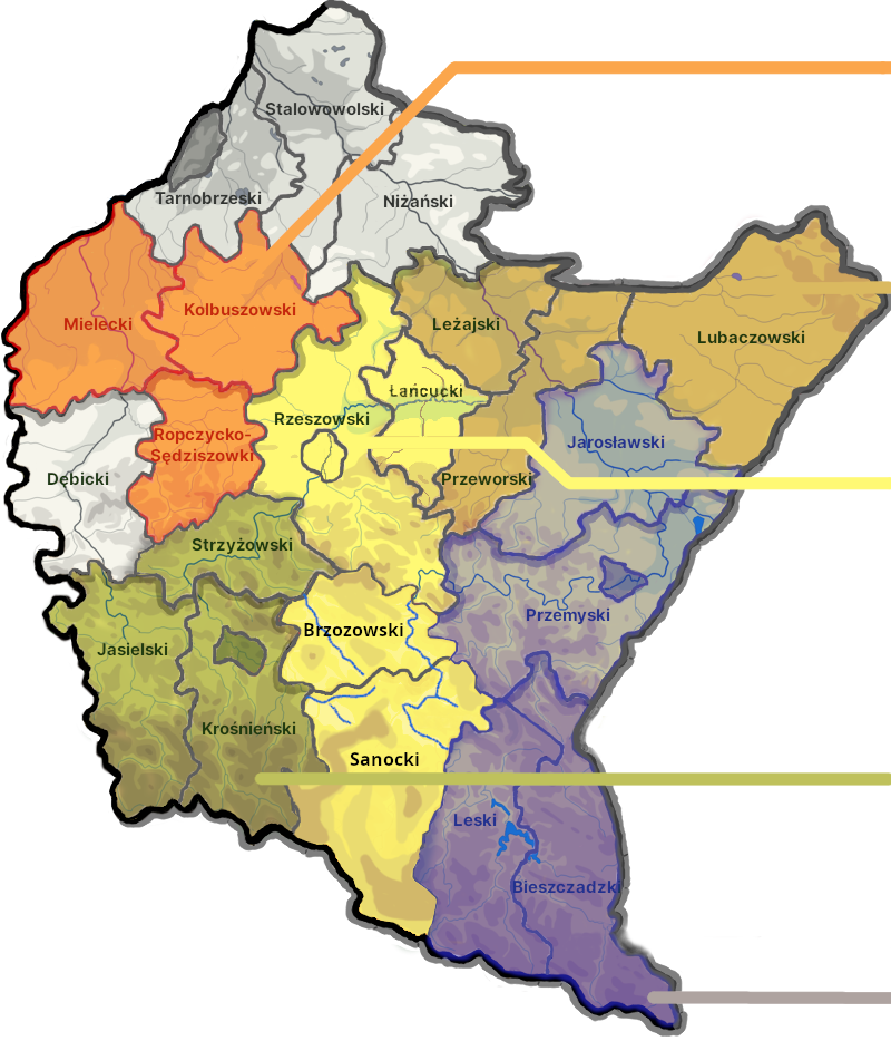Mapa działalności pracowników terenowych OSCHR w Rzeszowie